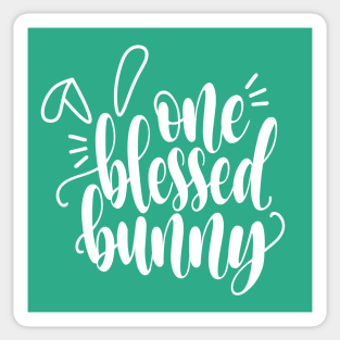 Inspiring One Blessed Bunny Easter Calligraphy Sticker